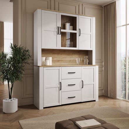 Meubella - Borello - Buffetkast - Wit - 146x42x205 cm
