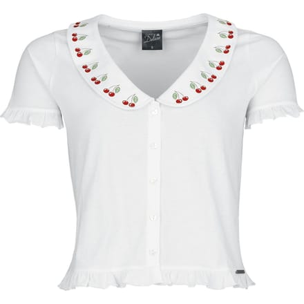 Pussy Deluxe - Rockabilly Blouse - Mon Chéri Binding Blouse - S tot XXL - voor Vrouwen - wit