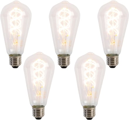 LUEDD Set van 5 E27 LED lampen spiraal filament ST64 5W 400 lm 2200K