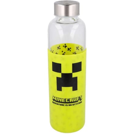 Fles - STOR - Minecraft - Glas met siliconen hoes - Herbruikbaar - 585 ml