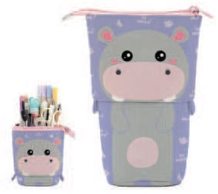 iTotal Pop-up Pecil Case HIPPO nijlpaard etui voor school, uitbreidbaar 13.5x6.0x19.0cm