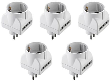 Set van 5 adapters met kleine 10 A stekker - Wit
