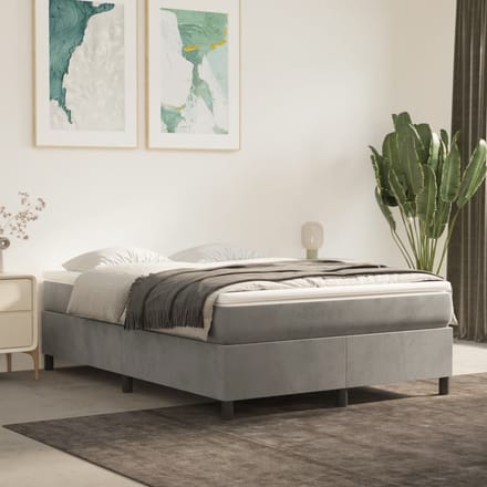 vidaXL - Boxspring - bed - 140x190 - cm - fluweel - lichtgrijs