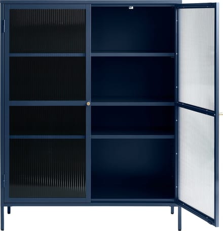 Vitrinekast Blauw - Metaal - 40x110,9x140cm - Soft Closing - Vitrinekast Bronco - Giga Living