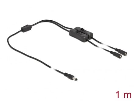 Delock Cable DC 5.5 x 2.1 mm male to 2 x DC female with switch 1 m