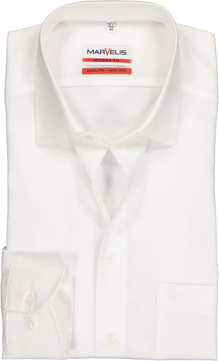 MARVELIS modern fit overhemd - beige - Strijkvrij - Boordmaat: 43