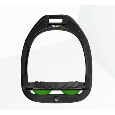 Zwart/zwarte/groene gekantelde grip stijgbeugels Flex-On Green Composite