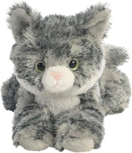 Aurora Pluche kat/poes - grijs - 20 cm - Knuffeldieren katten - speelgoed