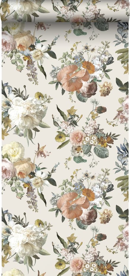ESTAhome behang vintage bloemen beige - 53 cm x 10.05 m - 139544