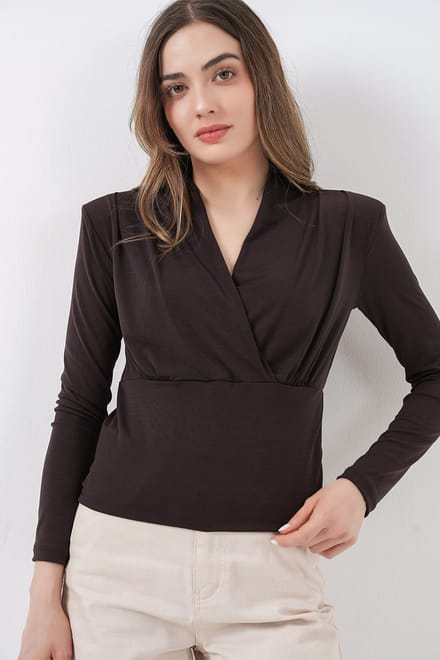 V-hals Drape Blouse