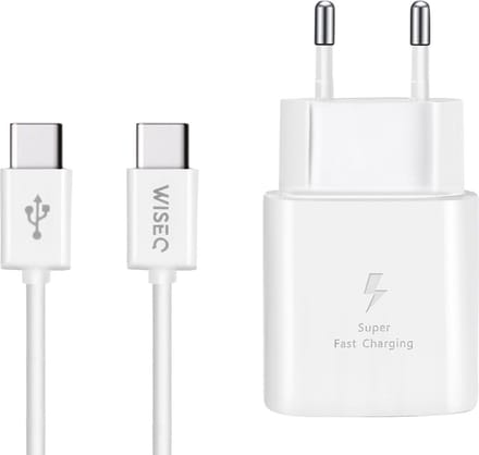 WiseQ Oplader voor Samsung 25W - USB C Snellader met 1.2 meter kabel - Wit