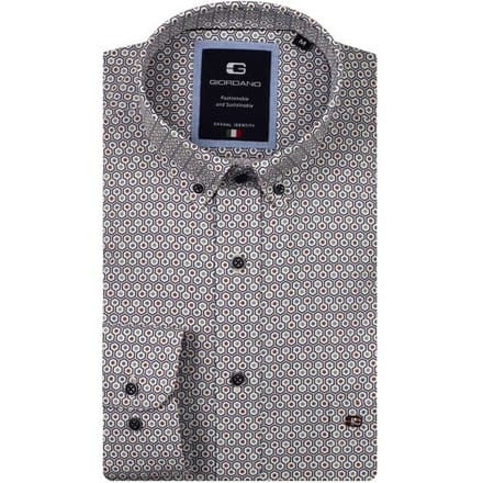 Giordano Overhemd Brando Soft Twill Hexagon Fantasy Groen-Multi / male