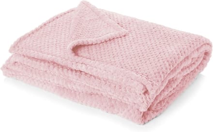 Zachte wafel honegraat plaid voor eenpersoonsbed en bank - Blush Roze