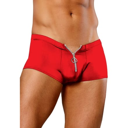 Male Power Nylon Lycra Boxer Short Zipper Short S/M - rood