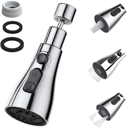 360° Draaibare Regulator voor Keukenkranen, 3 Modi, Diffuser met Adapter voor Spuitmond, Verbeterde Waterstroom