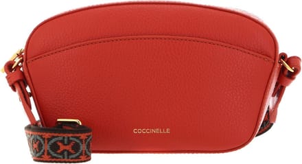 COCCINELLE Leren Schoudertas Enchanteuse Mini Bag Grained Leather Tangerine Oranje