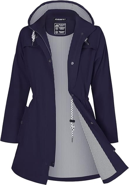 Daity Regenjas dames lang | waterdicht en ademend met capuchon voor buiten - Maat M