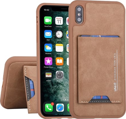 UNIQ Accessory iPhone Xs Max Hard Case Backcover met pasjeshouder - Bruin