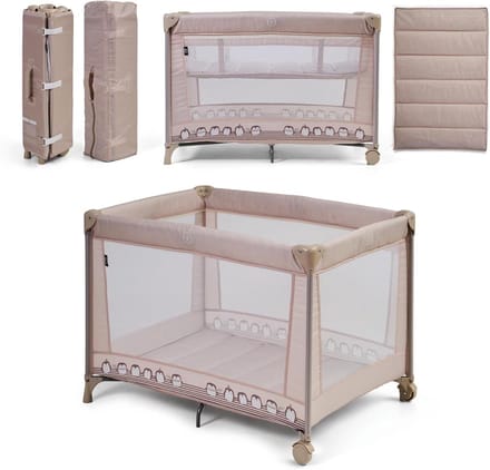 Reisbed Kinderen - Babybed Kinderbed - Veilig Slapen - Dubbele Hoogte - 100 x 70 cm - Beige