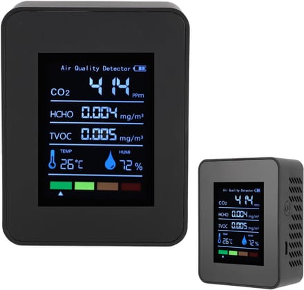 MRKK® Fijnstofmeter - Luchtkwaliteitsmeter voor Binnen - Co2 Meter - Zwart