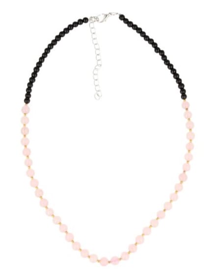 Edelsteen ketting Roze kwarts met zwart
