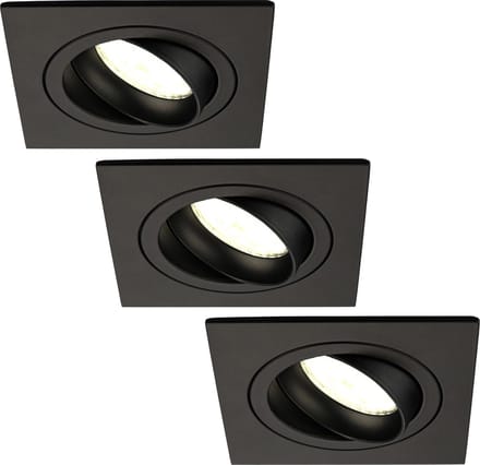 Ledvion - 3X LED Inbouwspot Sevilla - Dimbaar - 3W - 4000K - Ø92 mm - Zwart
