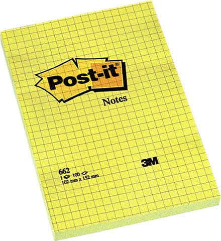 102x152mm Memoblok Post-it 62 Ruit Geel 6x100Vel