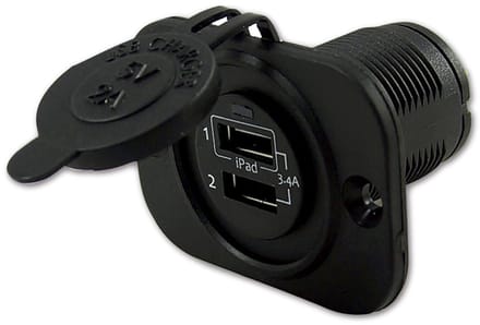 USB STOPCONTACT DUBBEL 3.4A ZWART MET FLUSH FRAME