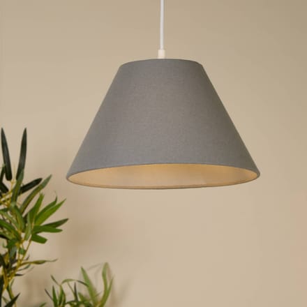 Searchlight Hanglamp Lyta, grijs, Ø 28 cm, textiel, E27, kegelvorm