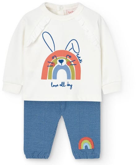 Boboli Knit Set Met Lange Mouwen Wit,Blauw 1 Months Jongen