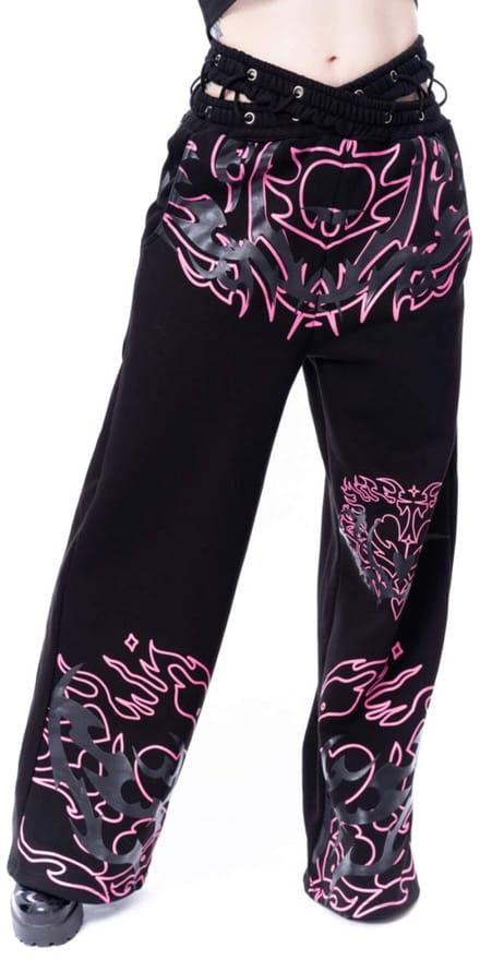 Heartless - Thornchant Dames joggingbroek - L - Zwart/Roze