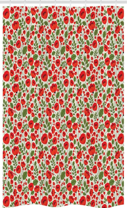 ABAKUHAUS Douchegordijn Mohn – Natuurgetrouw ontwerp, 120x180 cm, Polyester, Beige/Groen/Rood