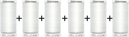 Gütermann Naaigaren Voordeelset - Wit - Nr 800 - 250m - 6 Klosjes