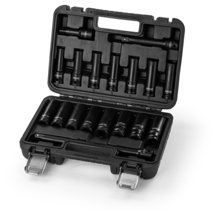 HBM krachtdoppenset, 1/2 inch, met verlengstukken, 18-delig