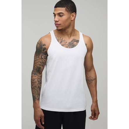 Regular Fit BM Signature Embroidered Essential Vest | White | Size Large