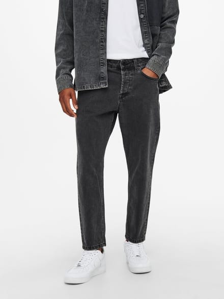 ONLY&SONS - ONSAVI BEAM LIFE CROP BLACK PK 0314 - Heren - Jeans