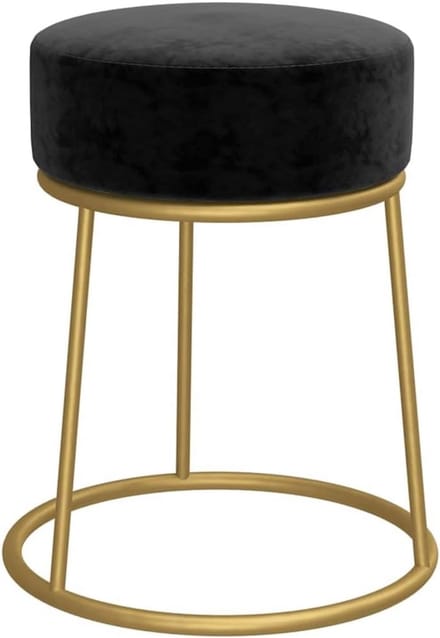 Ronde Hocker met Fluweel Bekleding en Gouden Frame