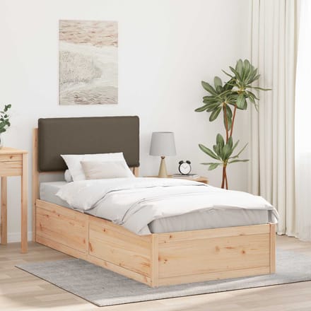 vidaXL - Bedframe - met - Gevoerde - Hoofdbord - Taupe - 90 - x - 200 - cm