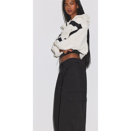 Stradivarius Popeline cargo broek  Zwart 34