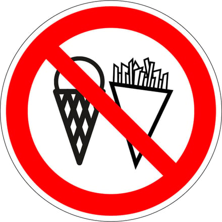 Verboden friet en ijs sticker 150 mm