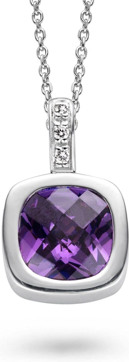 Orphelia Hanger + Ketting Carree Amethyst Zirconium ZH-4645