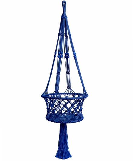 Lavandoux - Macramé Plantenhanger - Ø30 cm - Katoen - Blauw