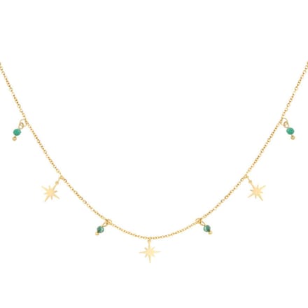 Yehwang - ketting goud star and jade - stainless steel - kadotip