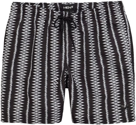 Men Plus - Heren - Zwemshort buikfit all-over print elastische tailleband - Zwart - Maat L