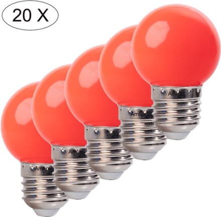 Set 20 stuks rode led lampen - 1W - E27