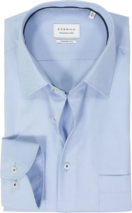 ETERNA comfort fit overhemd - natte - lichtblauw