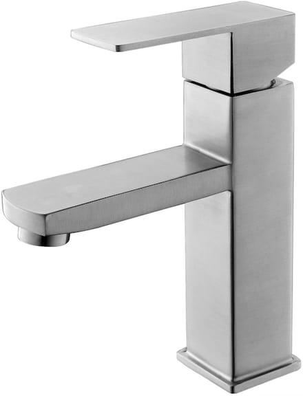 LINEA UNO - Tapa laag - RVS - Wastafelkraan - Geborsteld RVS - 201304