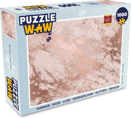 Puzzel Marmer - Roze - Luxe - Marmerlook - Glitter - Design - Legpuzzel - Puzzel 1000 stukjes volwassenen