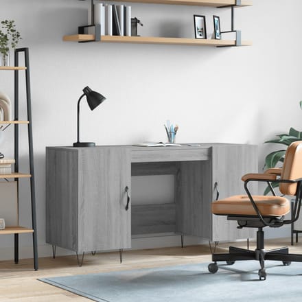 vidaXL - Bureau - 140x50x75 - cm - bewerkt - hout - grijs - sonoma - eikenkleurig