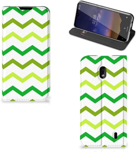 Nokia 2.2 Hoesje met Magneet Zigzag Groen